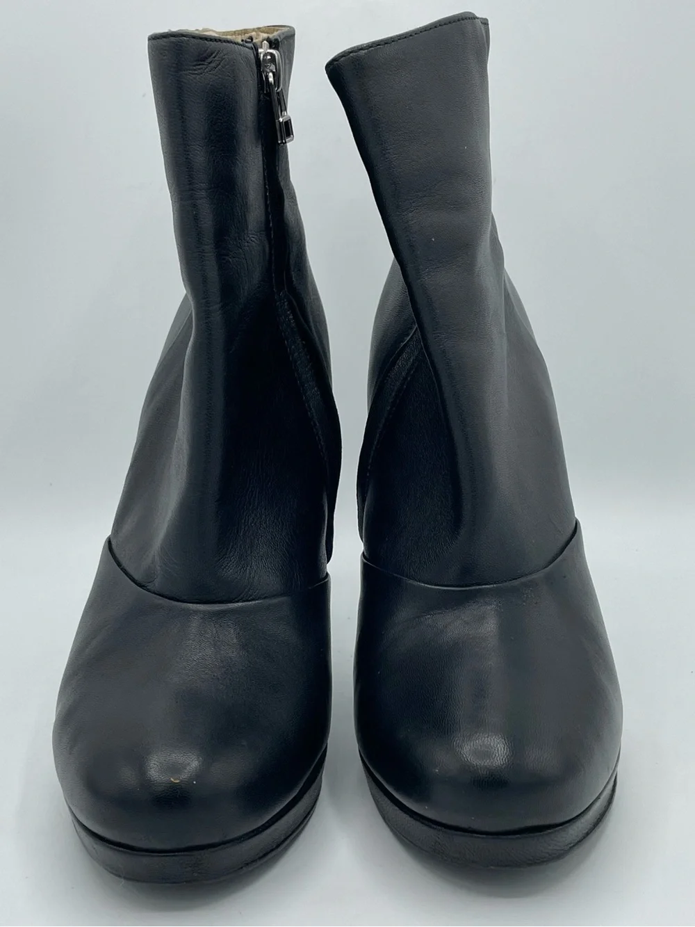 AllSaints Black Leather Platform Stiletto Ankle Boots